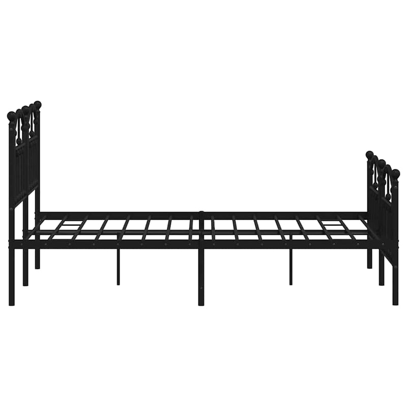 Metal Bed Frame without Mattress with Footboard Black 120x200cm