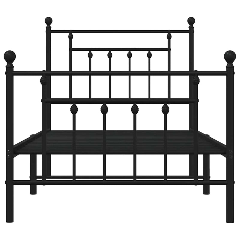 Metal Bed Frame without Mattress with Footboard Black 90x190cm