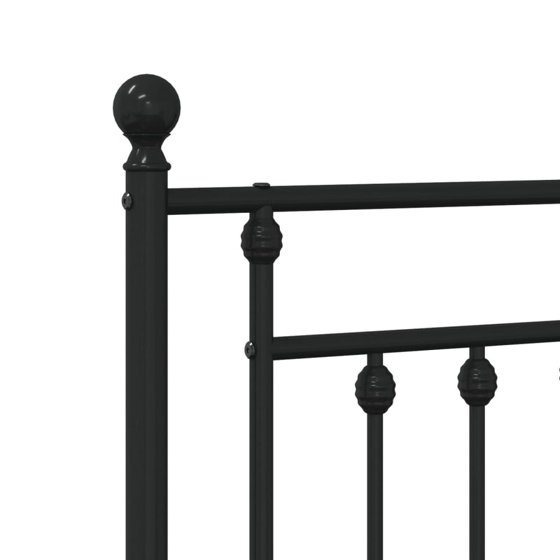 Metal Bed Frame without Mattress with Footboard Black 90x190cm