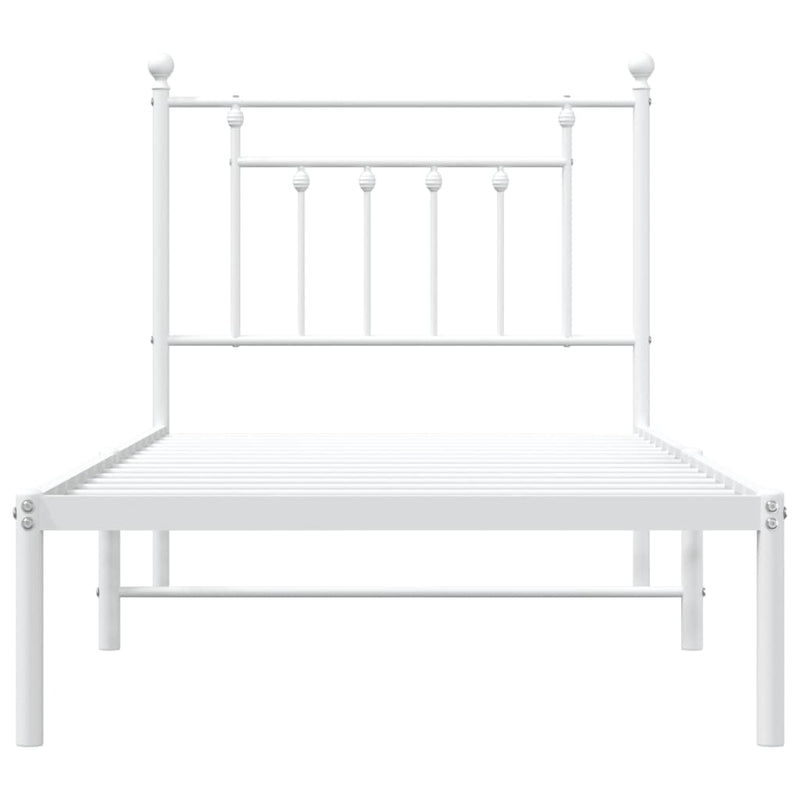 Metal Bed Frame without Mattress with Headboard White 80x200cm