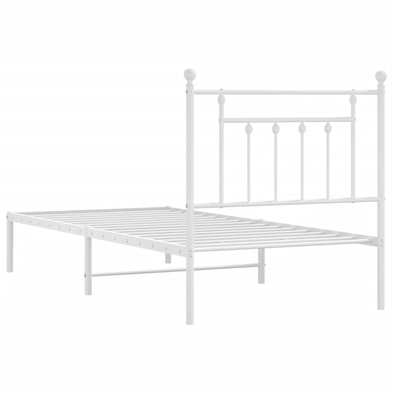 Metal Bed Frame without Mattress with Headboard White 80x200cm
