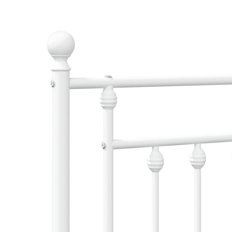 Metal Bed Frame without Mattress with Headboard White 80x200cm