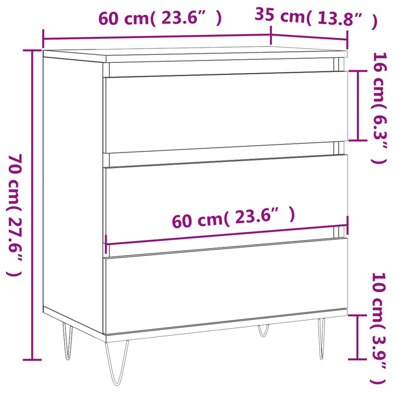 Sideboard Concrete Grey 60x35x70 cm Engineered Wood