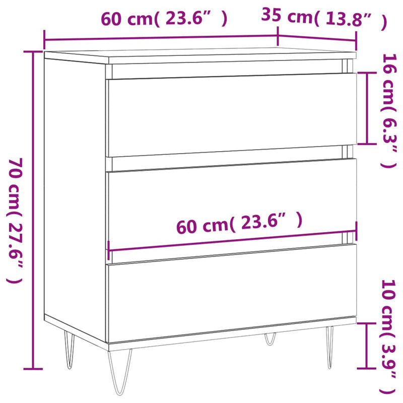 Sideboard Grey Sonoma 60x35x70 cm Engineered Wood