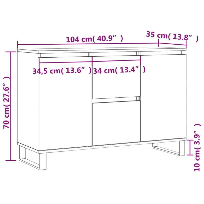 Sideboard Concrete Grey 104x35x70 cm Engineered Wood