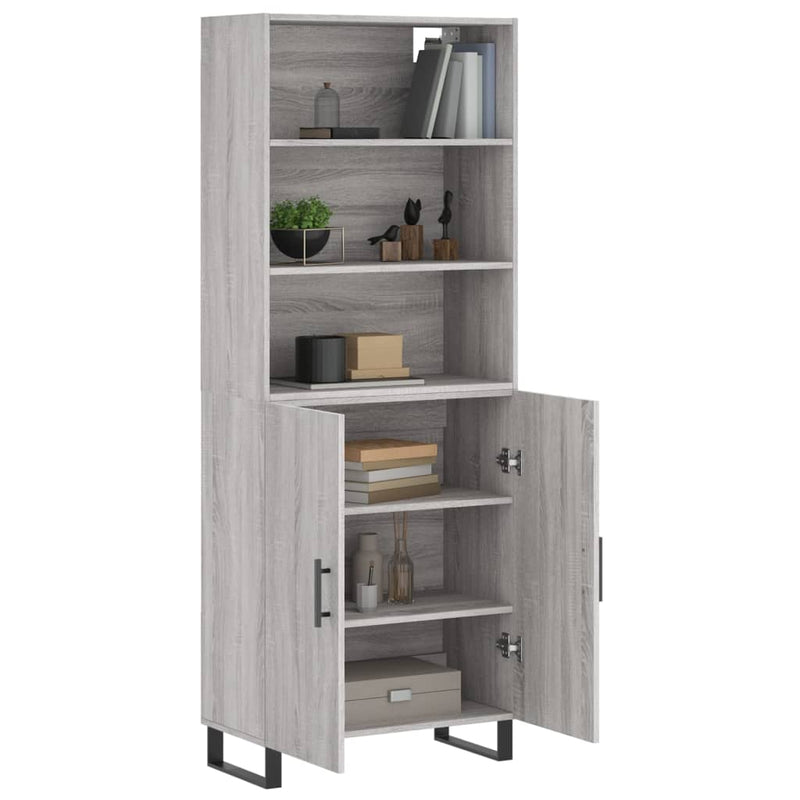Highboard Grey Sonoma 69.5x34x180 cm Engineered Wood