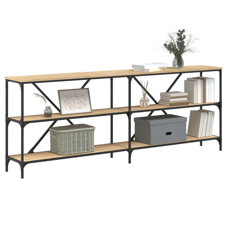 Console Table Sonoma Oak 200x30x75 cm Engineered Wood and Iron