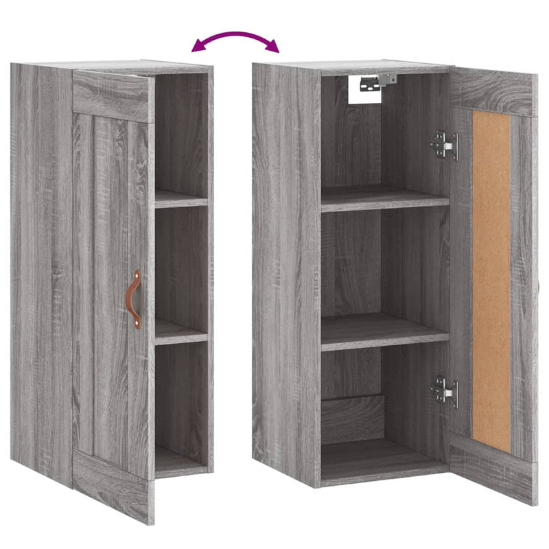 Wall Mounted Cabinet Grey Sonoma 34.5x34x90 cm Engineered Wood
