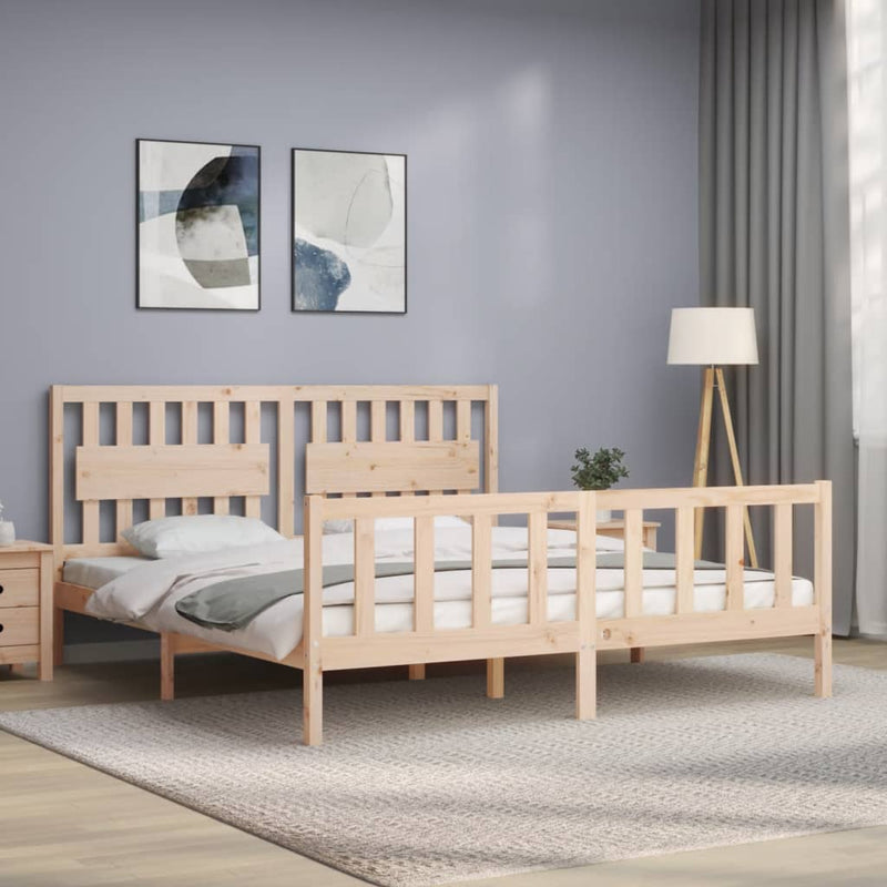 Bed Frame without Mattress Super King Size Solid Wood Pine