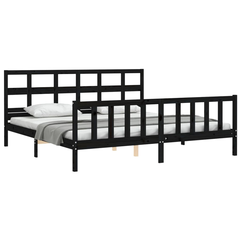 Bed Frame without Mattress Black 200x200 cm Solid Wood Pine