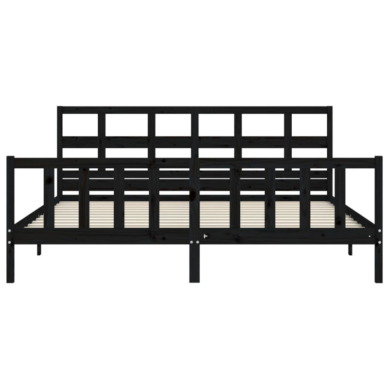 Bed Frame without Mattress Black 200x200 cm Solid Wood Pine