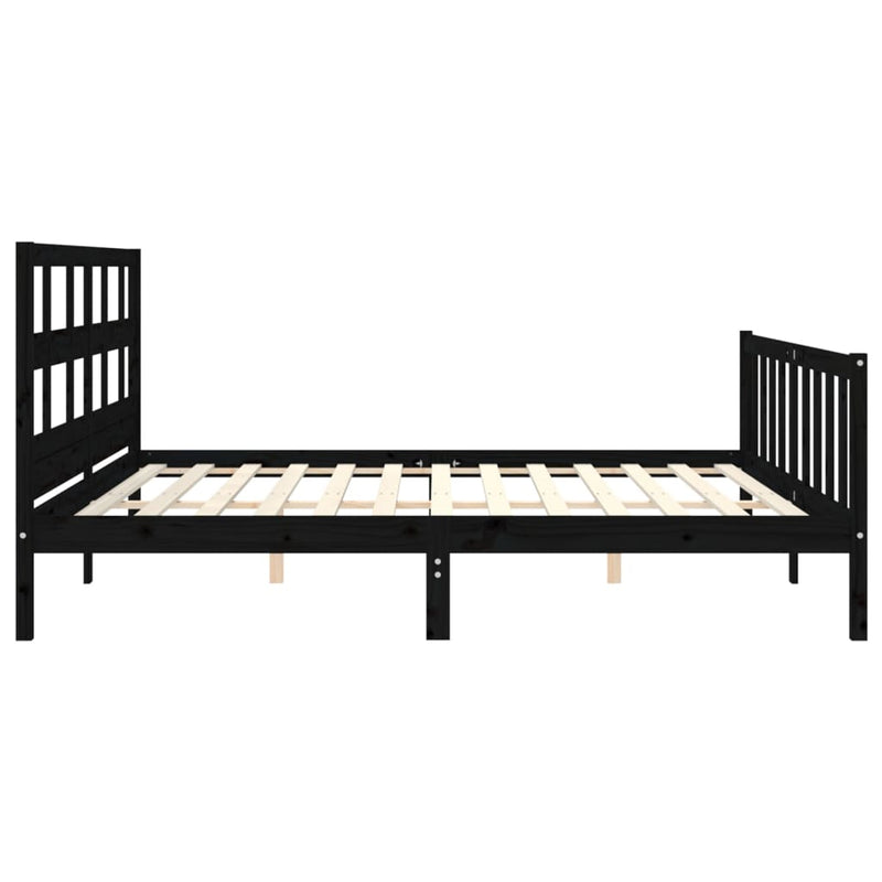 Bed Frame without Mattress Black 200x200 cm Solid Wood Pine