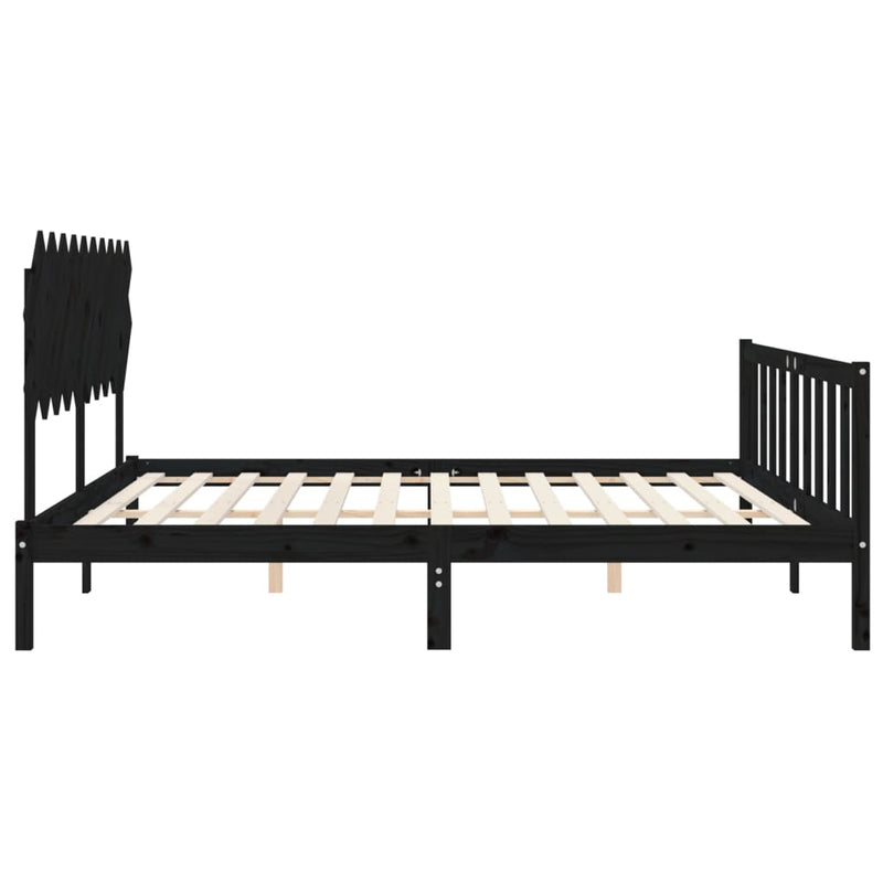 Bed Frame without Mattress Black 200x200 cm Solid Wood Pine