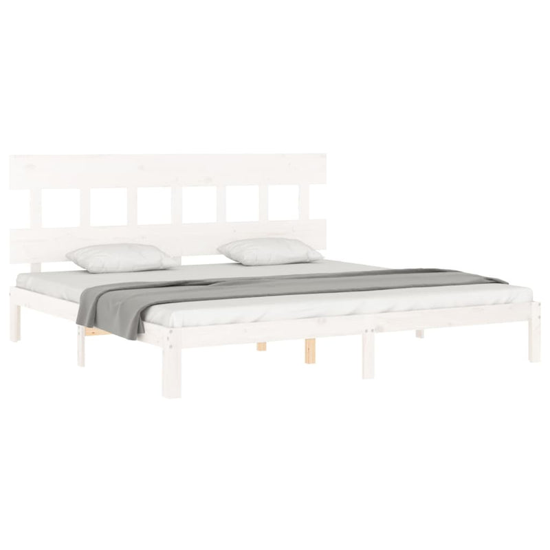Bed Frame without Mattress White 200x200 cm Solid Wood Pine