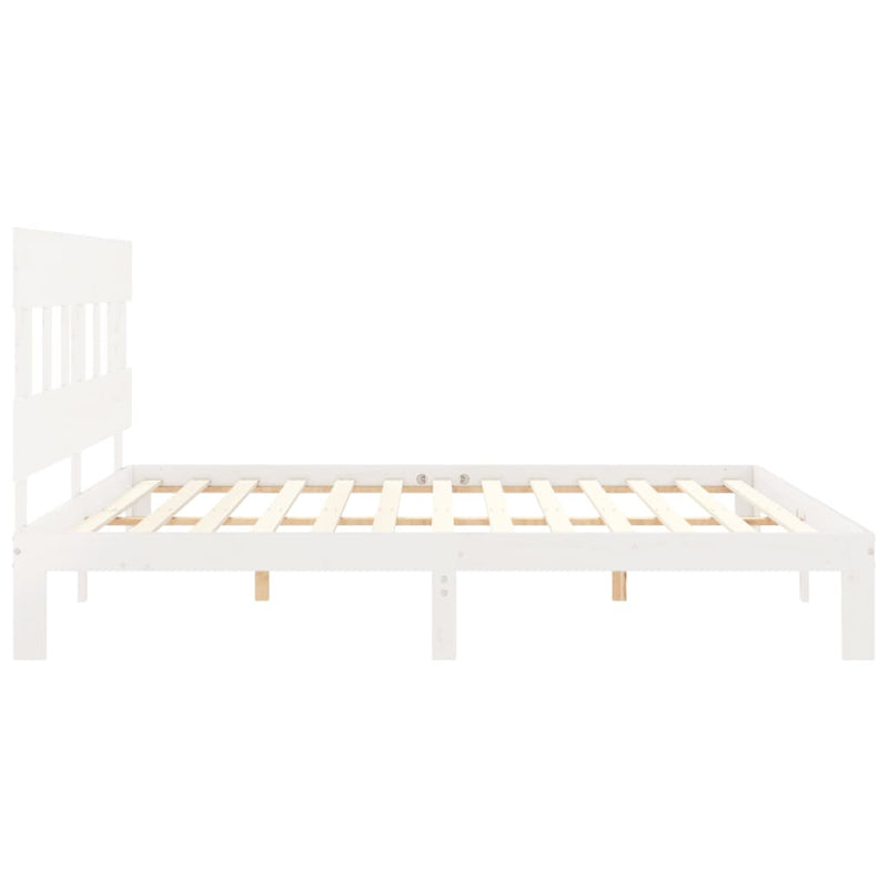 Bed Frame without Mattress White 200x200 cm Solid Wood Pine