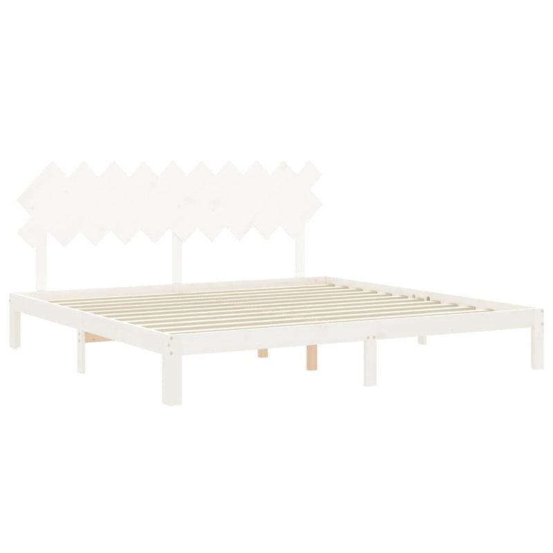 Bed Frame without Mattress White 200x200 cm Solid Wood Pine