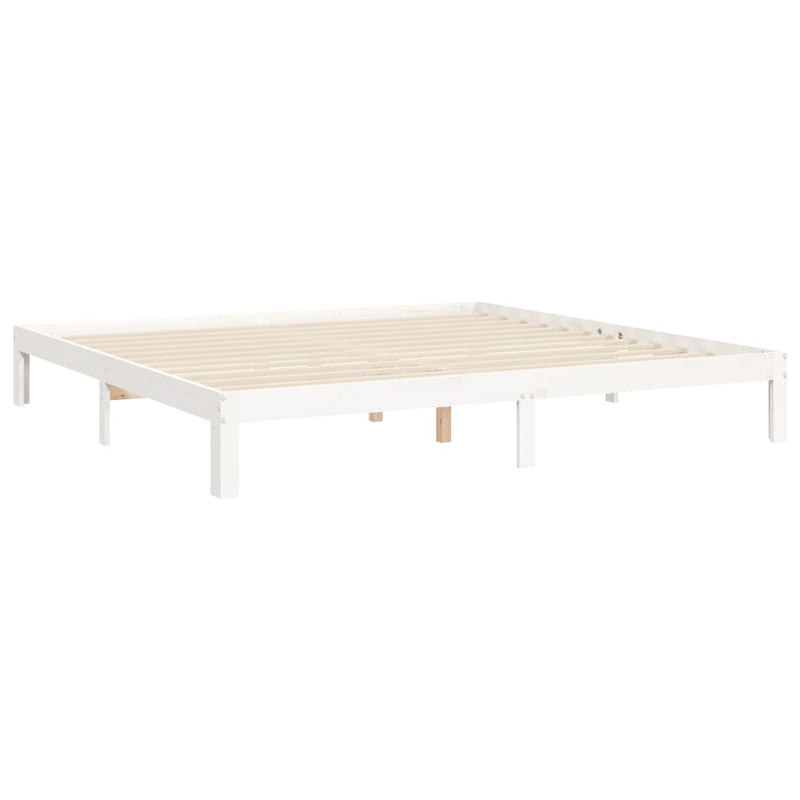 Bed Frame without Mattress White 200x200 cm Solid Wood Pine
