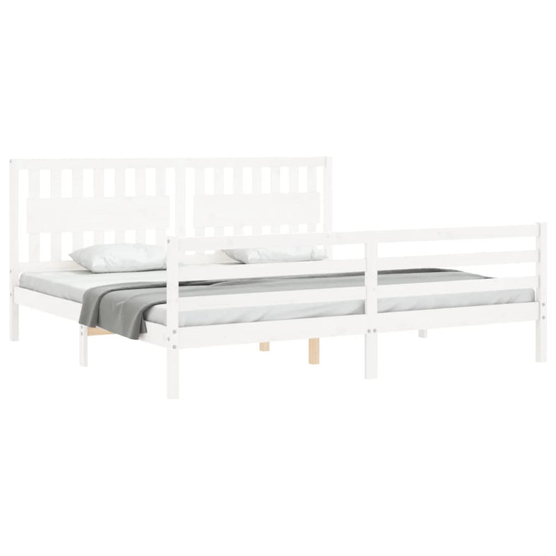 Bed Frame without Mattress White 200x200 cm Solid Wood
