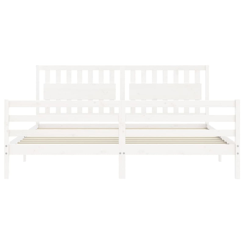 Bed Frame without Mattress White 200x200 cm Solid Wood