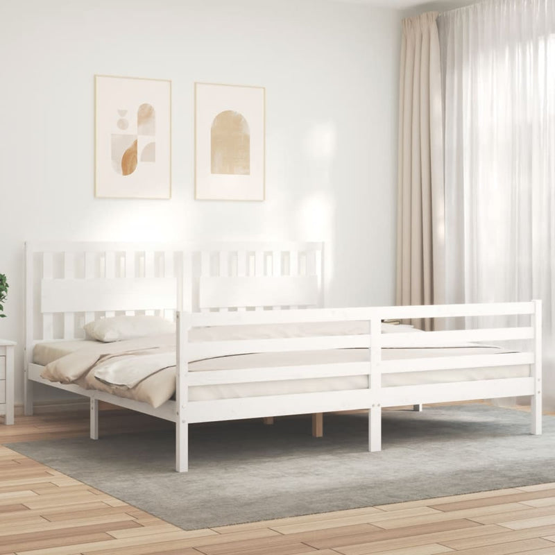 Bed Frame without Mattress White 200x200 cm Solid Wood