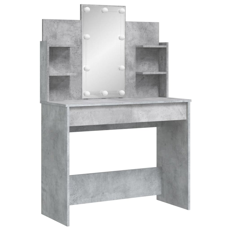 Modern Wooden Dressing Table Makeup Vanity Desk With LED Mirror & Drawers