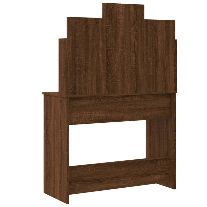 Modern Wooden Dressing Table Makeup Vanity Desk With LED Mirror & Drawers