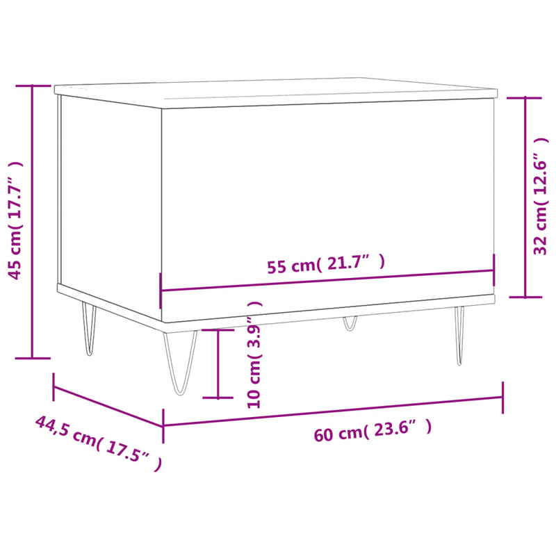 Coffee Table White 60x44.5x45 cm Engineered Wood