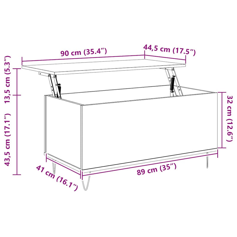 Coffee Table White 90x44.5x45 cm Engineered Wood