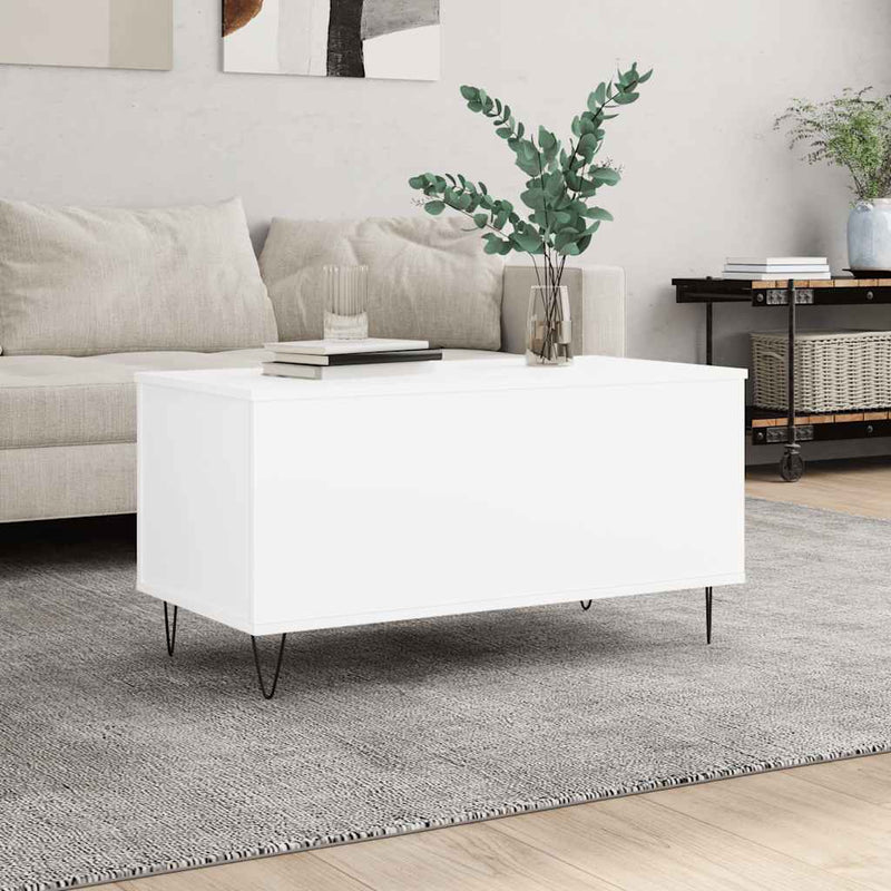 Coffee Table White 90x44.5x45 cm Engineered Wood