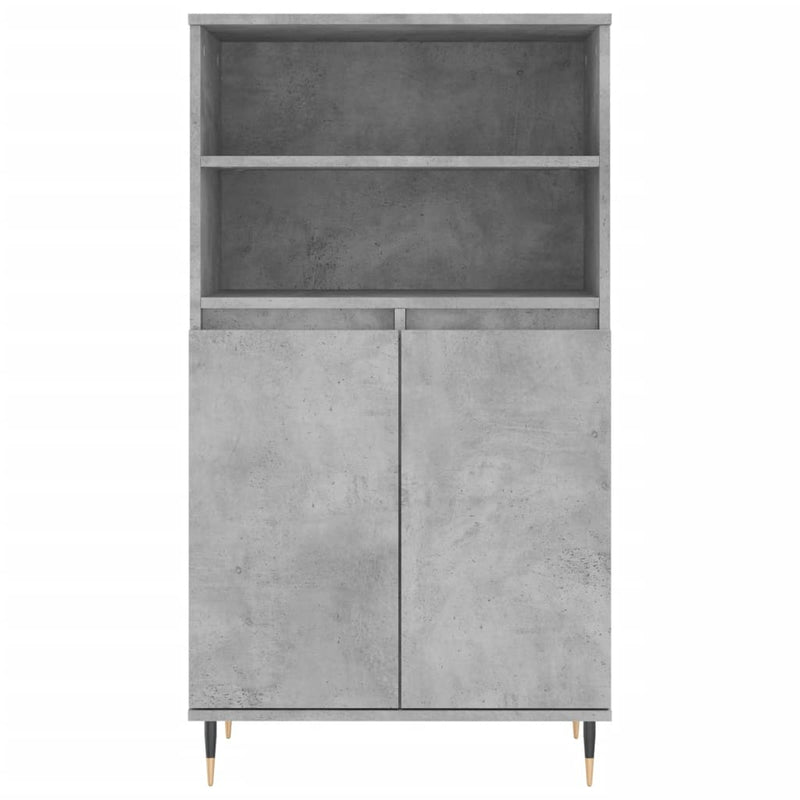 Modern Wooden Highboard Storage Cabinet Unit With 2 Doors & Open Shelves Wood