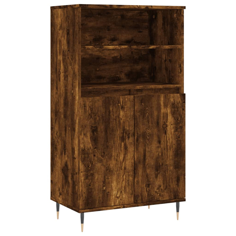 Modern Wooden Highboard Storage Cabinet Unit With 2 Doors & Open Shelves Wood