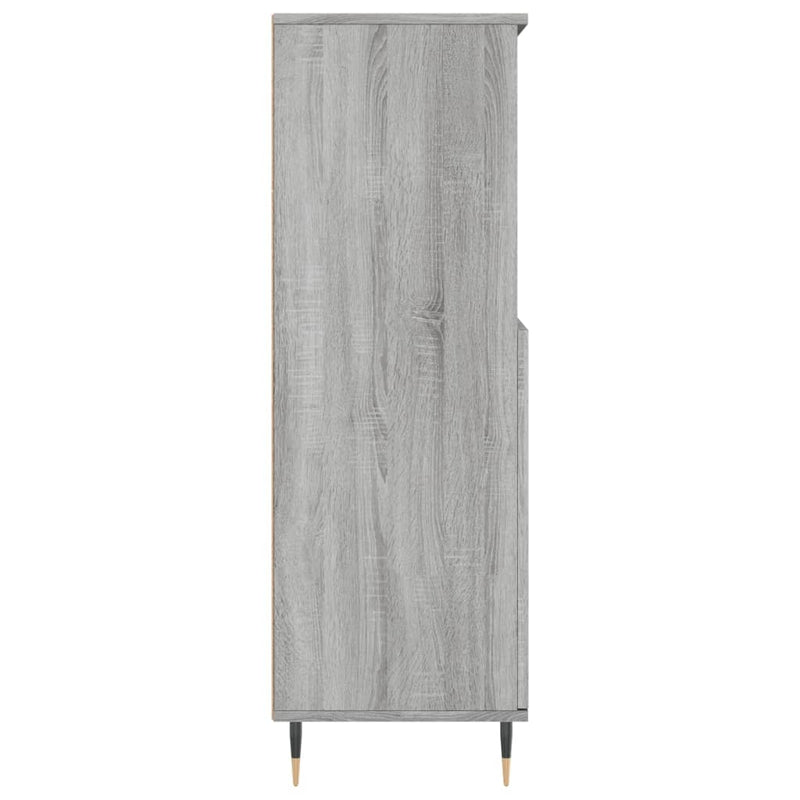 Modern Wooden Highboard Storage Cabinet Unit With 2 Doors & Open Shelves Wood