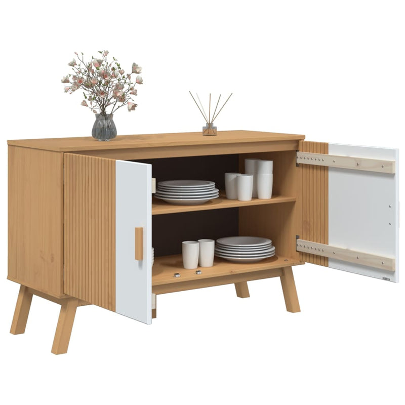 Sideboard OLDEN White and Brown 114x43x73.5 cm Solid Wood Pine
