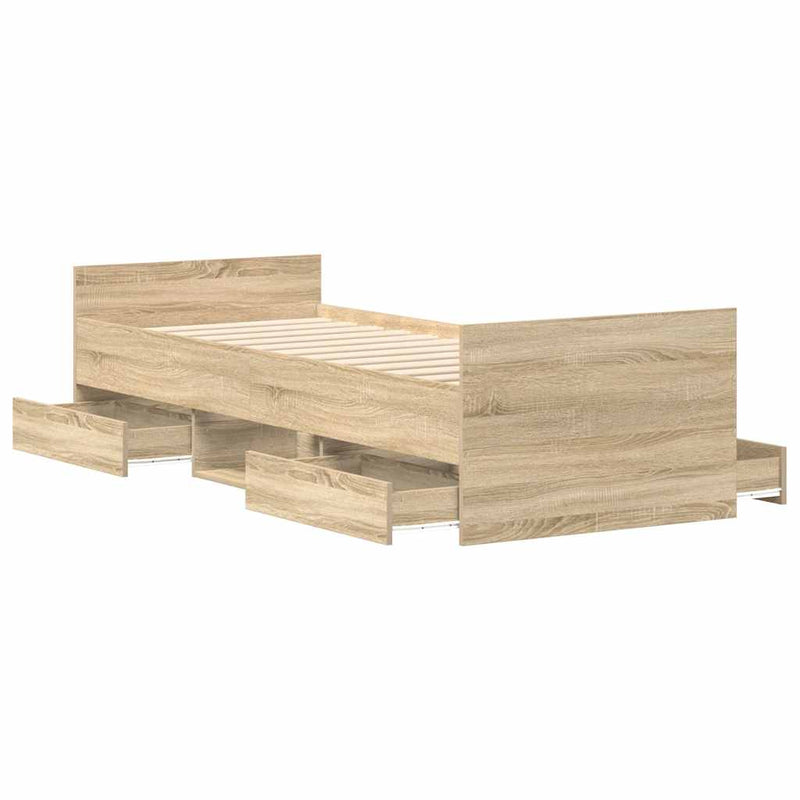 Bed Frame without Mattress Sonoma Oak 100x200 cm