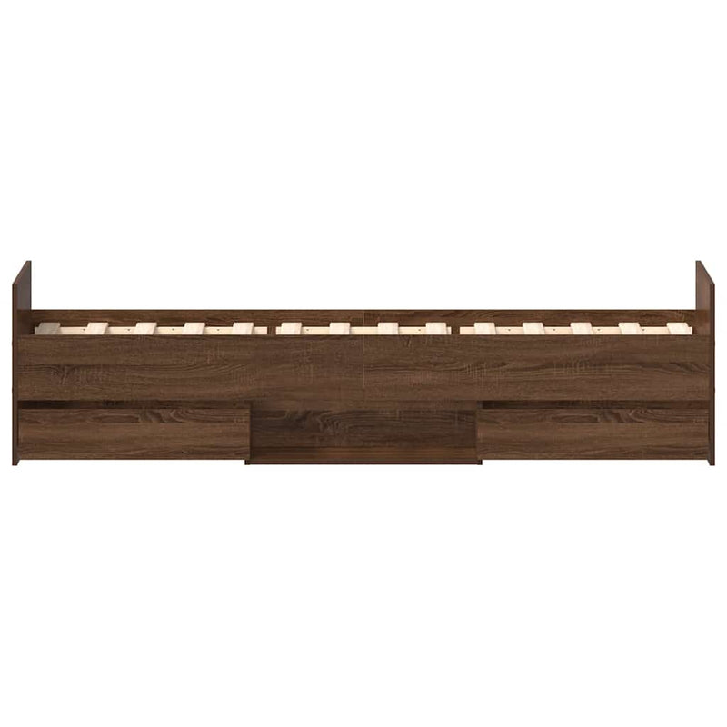 Bed Frame without Mattress Brown Oak 100x200 cm