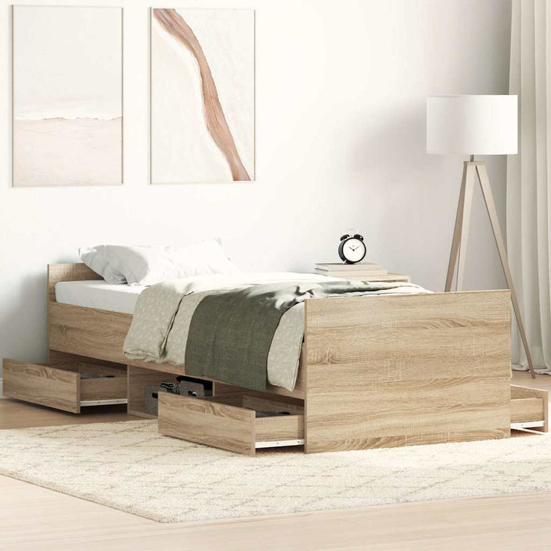 Bed Frame without Mattress Sonoma Oak 75x190 cm Small Single