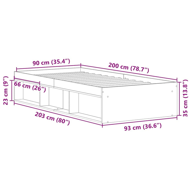 Bed Frame without Mattress White 90x200 cm