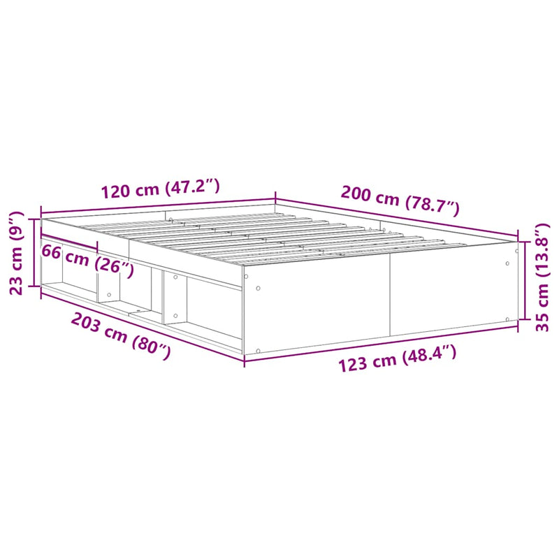 Bed Frame without Mattress Black 120x200 cm