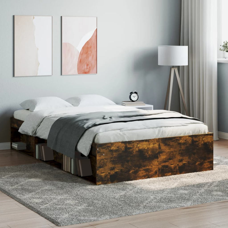Bed Frame without Mattress Smoked Oak 120x200 cm