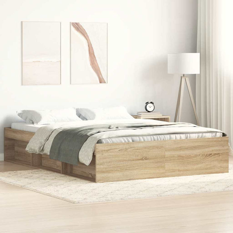 Bed Frame without Mattress Sonoma Oak 140x190 cm