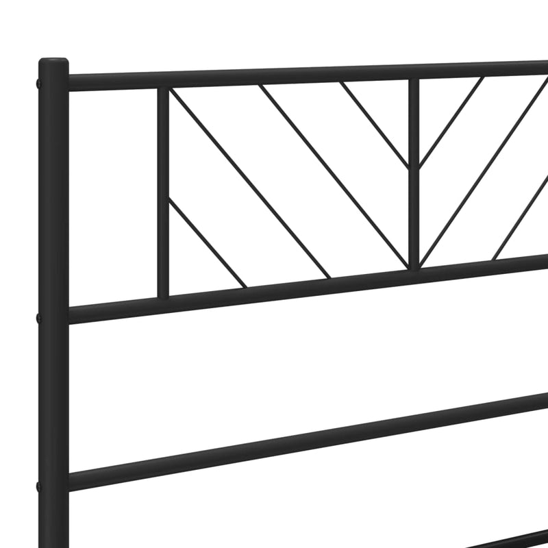 Metal Bed Frame without Mattress with Headboard Black 75x190cm