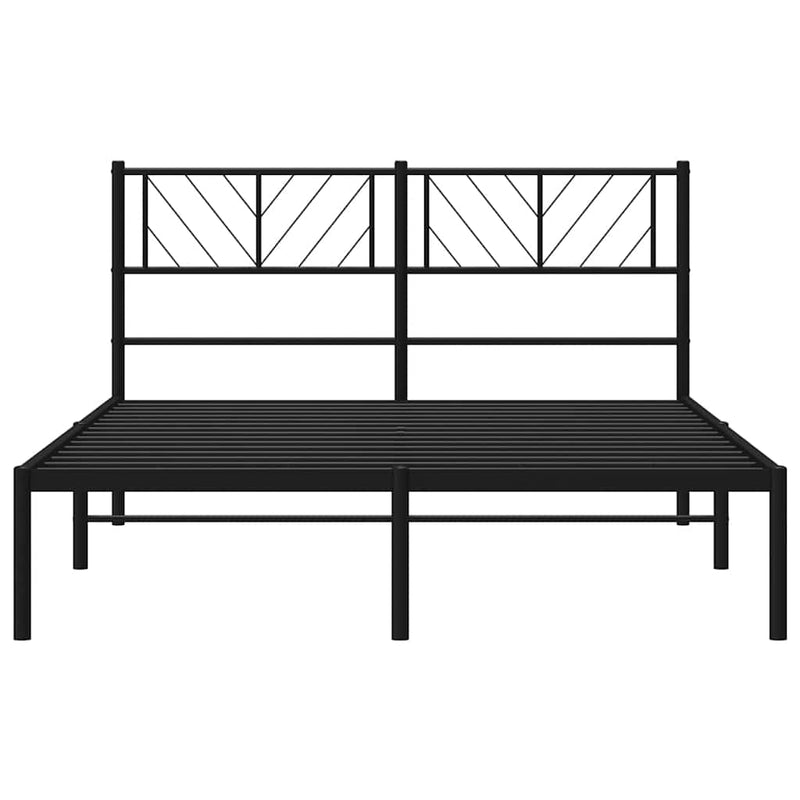 Metal Bed Frame without Mattress with Headboard Black 150x200cm