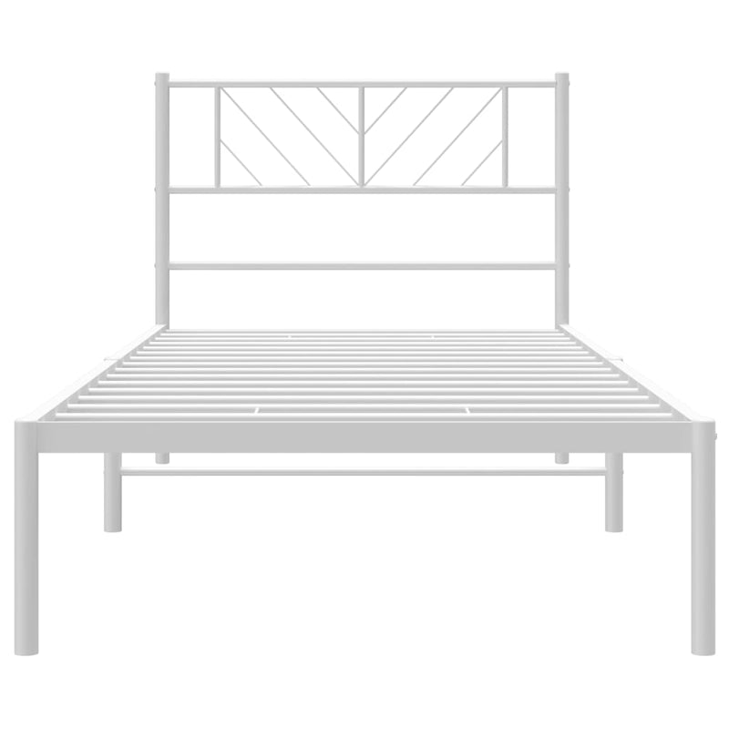 Metal Bed Frame without Mattress with Headboard White 75x190cm