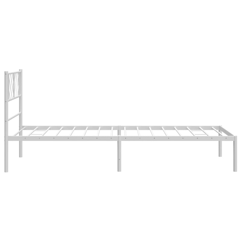 Metal Bed Frame without Mattress with Headboard White 75x190cm