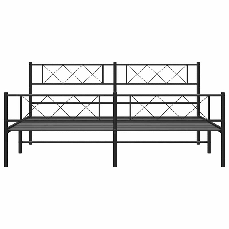 Metal Bed Frame without Mattress with Footboard Black 183x213cm