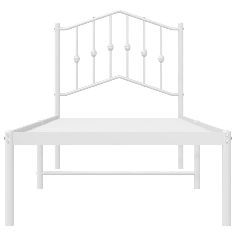 Metal Bed Frame without Mattress with Headboard White 90x190cm