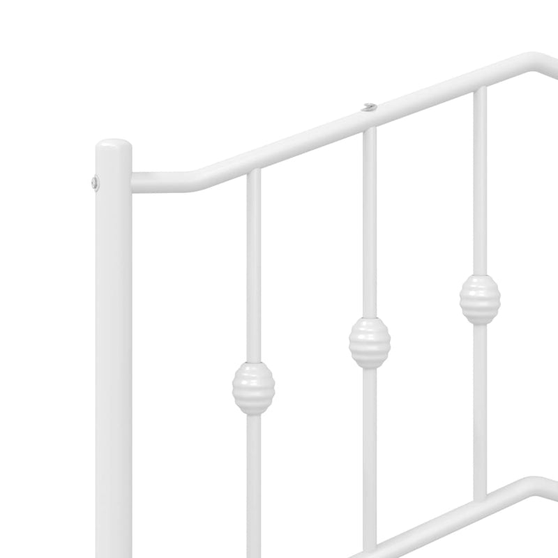 Metal Bed Frame without Mattress with Headboard White 90x190cm