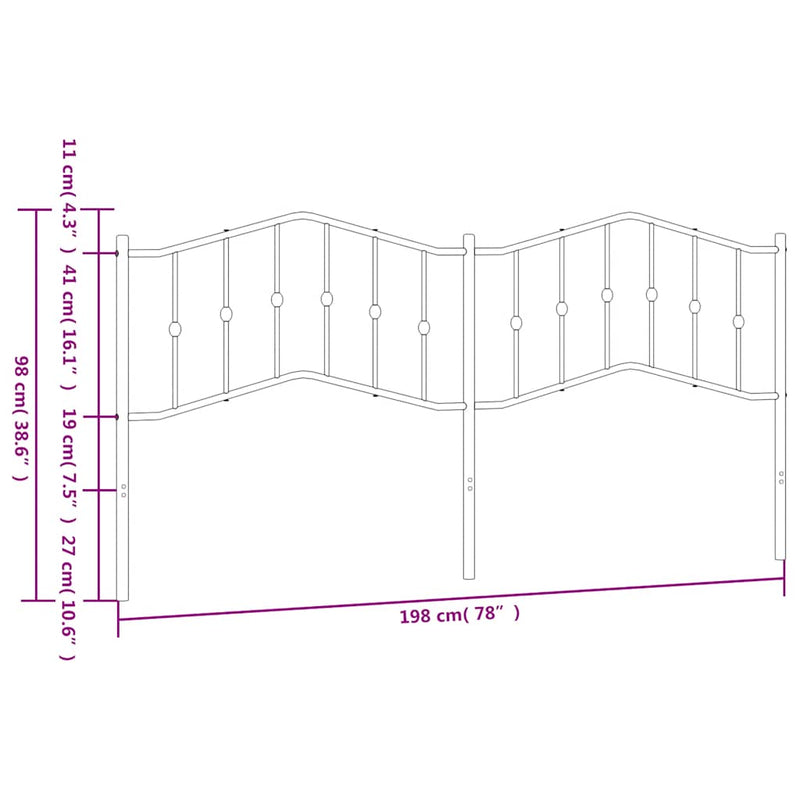 Metal Headboard White 193 cm
