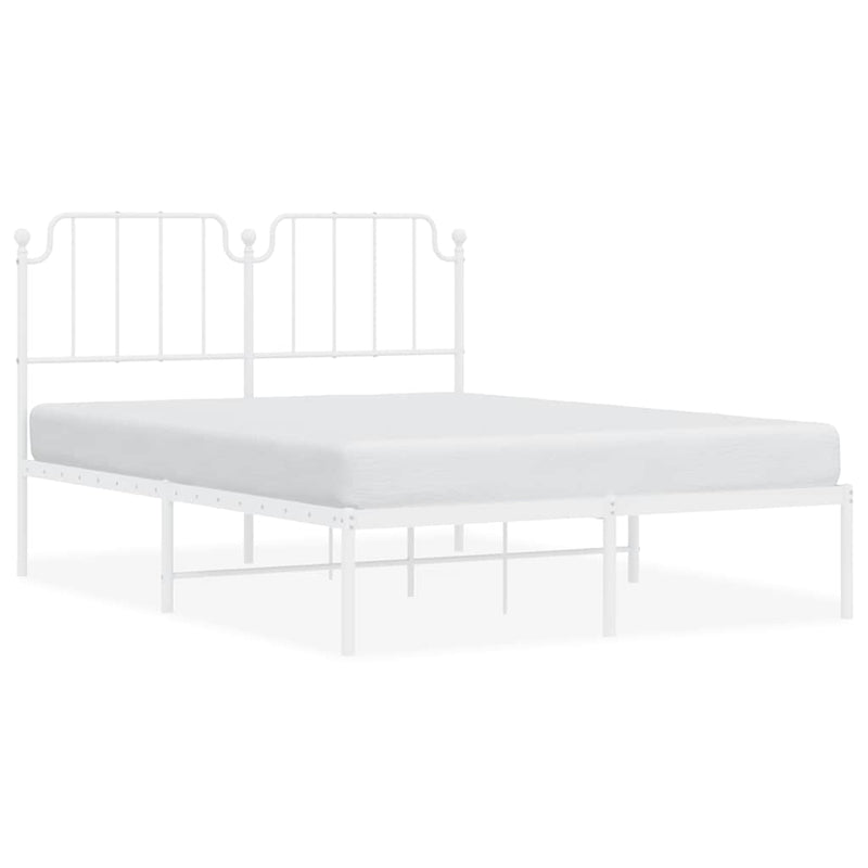 Metal Bed Frame without Mattress with Headboard White 150x200cm