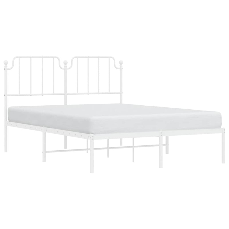 Metal Bed Frame without Mattress with Headboard White 150x200cm
